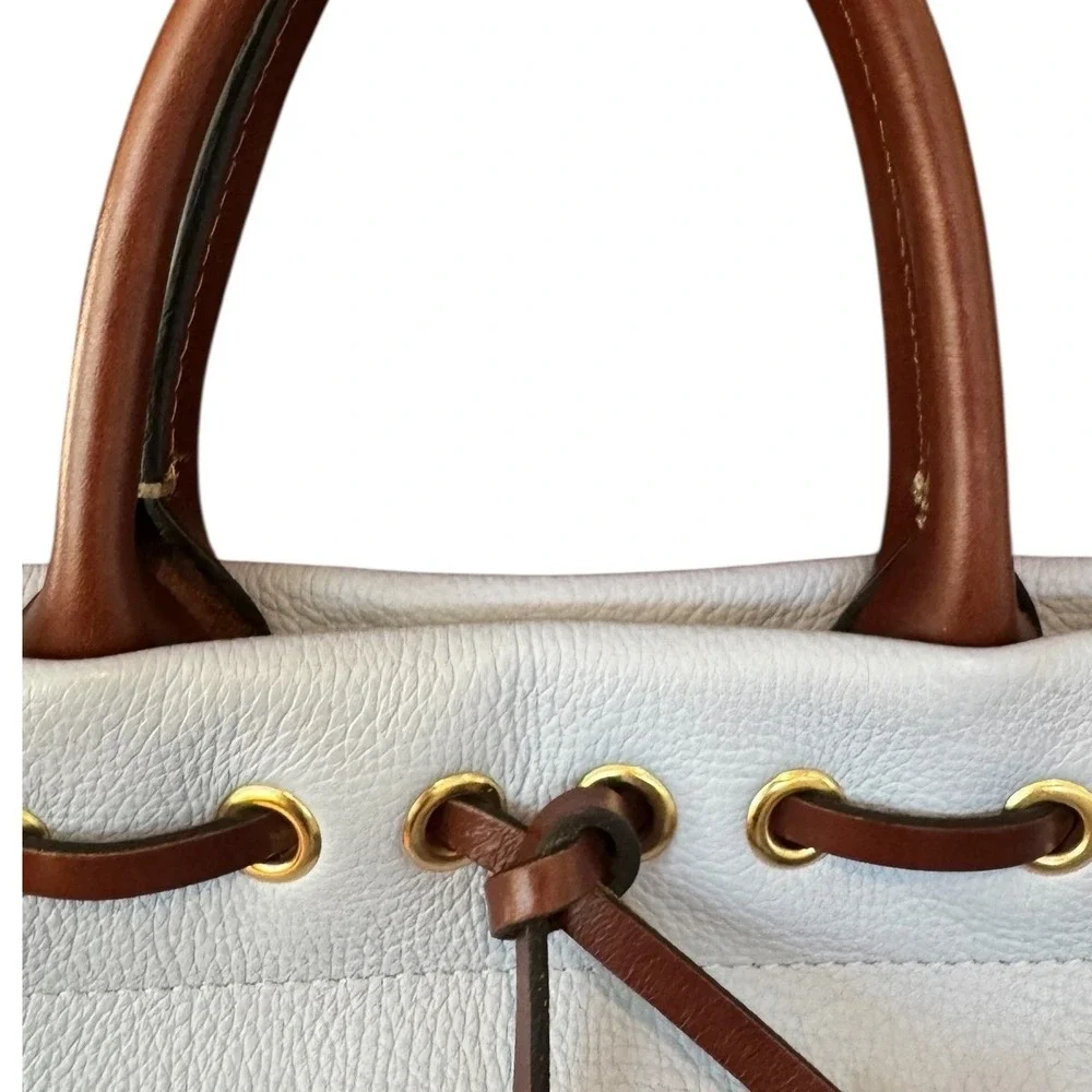 Dooney & Bourke Light Blue Pebble Leather Tassel Satchel Crossbody Bag